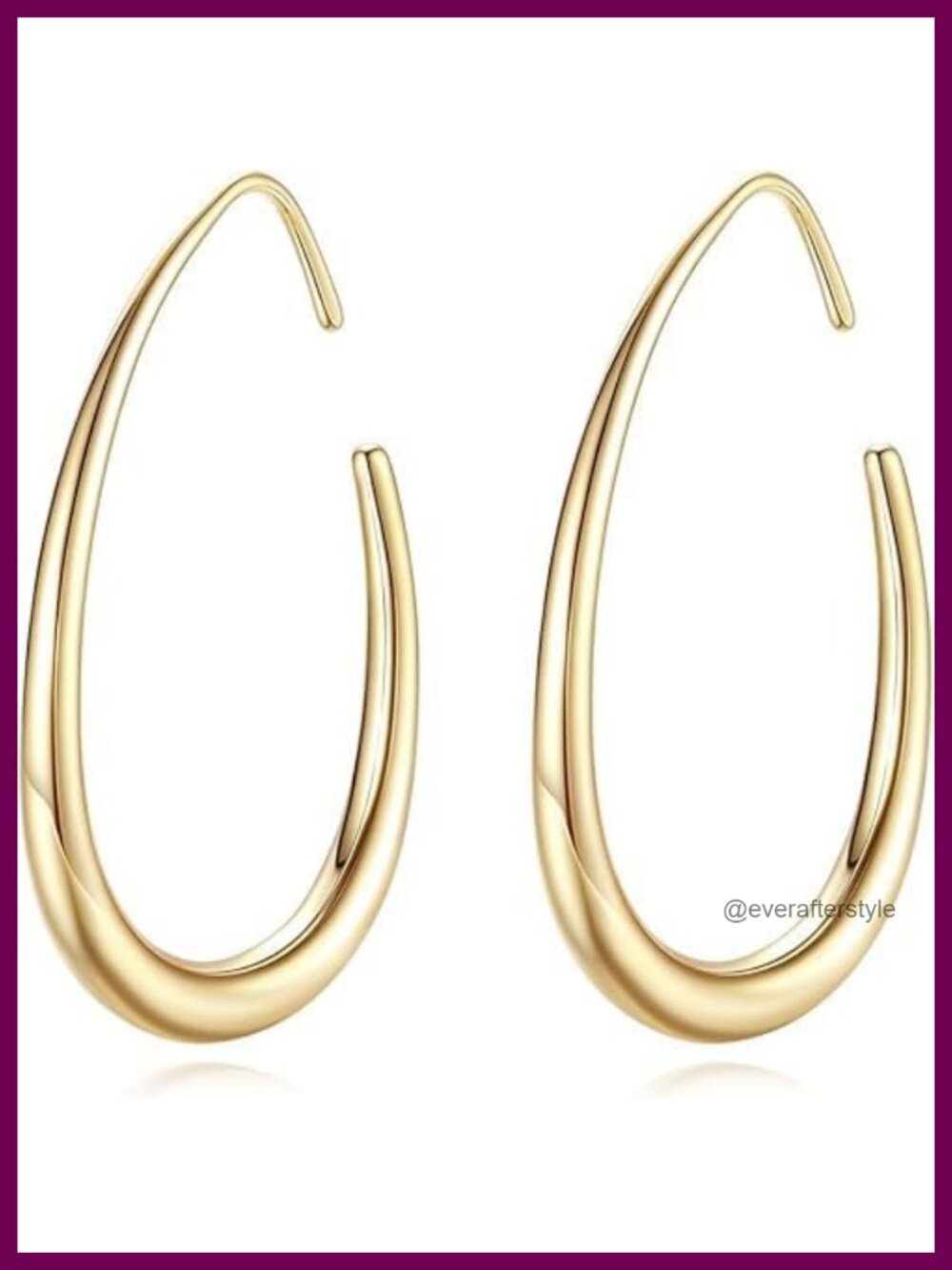 14K Gold Hoop Earrings for Women C-Shape Oversized Studs